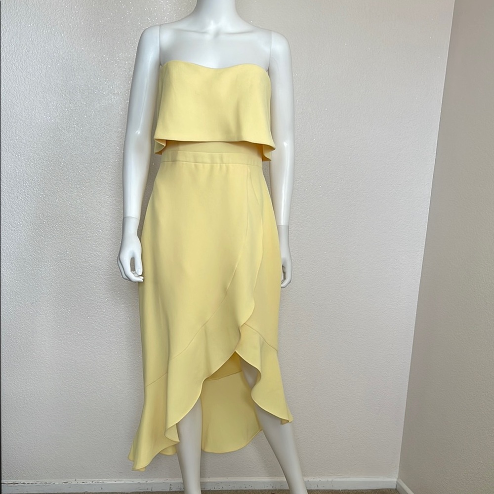 Xscape Strapless Yellow Cocktail Dress